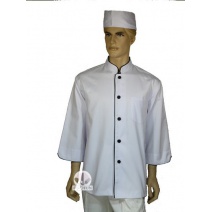 A150中山單排滾黑邊廚師 七分袖  XL