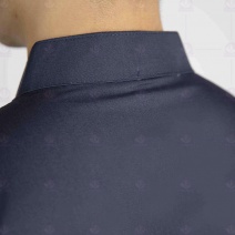 A157藍色中山領單排扣短袖廚師服  L
