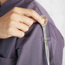 A160鐵灰中山領單排扣短袖廚師服  L