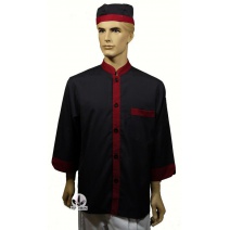 【訂製品】Z122中山單排黑底紅邊廚師服(七分袖) L訂製