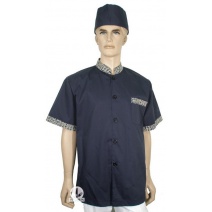 【訂製品】藍中山單排短袖(領.袖.口袋口配藍日字)  XL