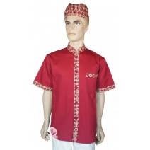 【訂製品】暗紅中山單排七分袖(領.袖.口袋小圓圖藤) L