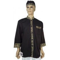 【訂製品】黑中山單排長袖廚師服(領.袖.口袋.門襟配小