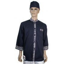 【訂製品】藍中山單排長袖廚師服(領.袖.口袋.門襟配小