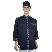 【訂製】藍中山單排長袖廚師服領/袖/口袋/門襟配雲朵