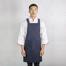 A604-1大日式雙袋圍裙-藍(有裡布)79cm