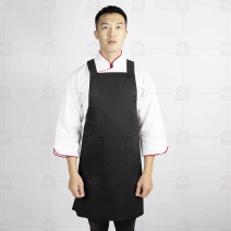 A604-2大日式雙袋圍裙-黑(有裡布) 79cm