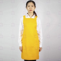 A604-5大日式雙袋圍裙-黃(有裡布) 79cm