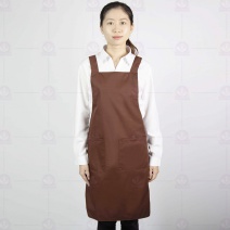 A604-7大日式雙袋圍裙-咖啡色(有裡布) 79cm