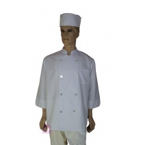 A004塔紗中山領雙排扣七分袖廚師服 XL