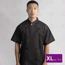 A011塔紗 黑色中山領雙排黑扣-短袖 XL