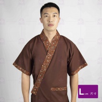 A243日式廚師服-咖啡配咖啡花邊門襟 L
