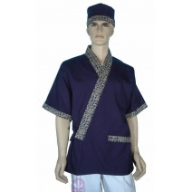 A252日式廚師服-藍配日字門襟 3L