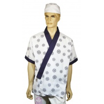 A271 日式廚師服-白底日本菊 L
