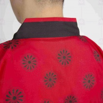 A273 日式廚師服-紅底黑日本菊 L