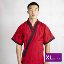 A273 日式廚師服-紅底黑日本菊XL