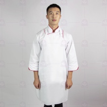 A502 方角單袋布圍裙白(伸縮帶)無內裡