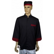 【訂製品】Z123  中山雙排黑底紅邊 (七分袖) L