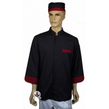 【訂製品】Z123  中山雙排黑底紅邊 (七分袖) M
