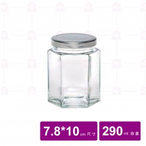 RP-30 六角玻璃瓶(銀蓋)-290ml (60入/箱)