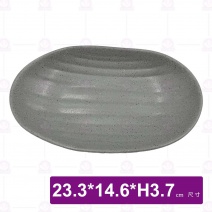 【HS】JA264 9.3吋陶面橢圓盤(沙礫)(12入/盒)