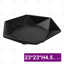 【HS】SK022  六角深缽盤 9吋(黑)(12入/盒)-23xH4.5cm