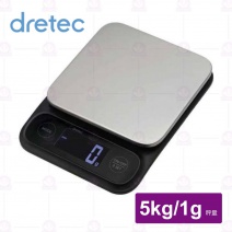 【日本dretec】特莉不鏽鋼大螢幕夜光電子秤(黑)-5kg/1
