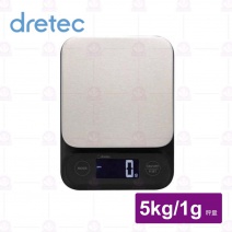 【日本dretec】特莉不鏽鋼大螢幕夜光電子秤(黑)-5kg/1